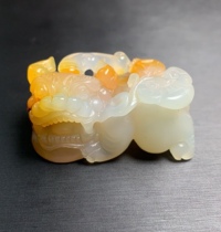 Natural jade ice old material Yellow Dragon Jade overlord hand handle pendants yin and yang eye belt certificate