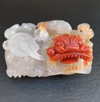  Yunnan natural jade A goods Huanglong jade large overlord Pixiu handle pieces chicken blood red town house ornaments