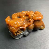 Natural Jade Bawang Pendant Pendant Pendant Pendant Mens and Womens Golden Sand Old Yellow Dragon Jade with Certificate