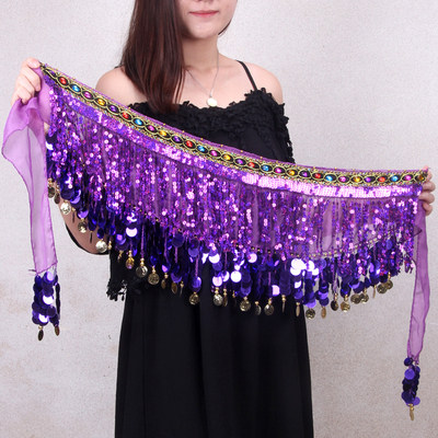 2021 Belly dance waist chain hip towel Indian dance practice performance Sequin Gong yoga towel new promotional woman