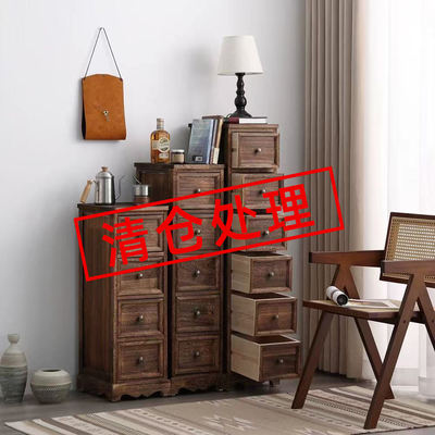 Solid wood chest of drawers in a traditional style, a three-chest cabinet against the wall in the living room, a retro and aged five-chest cabinet, and a household storage cabinet for the bedroom