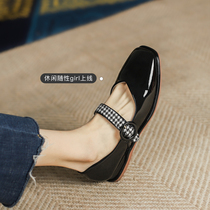 Genuine leather version FXSO square alley Single shoe woman 2022 Summer new flat bottom flat heel 100 hitch ancient Mary Jane womens shoes