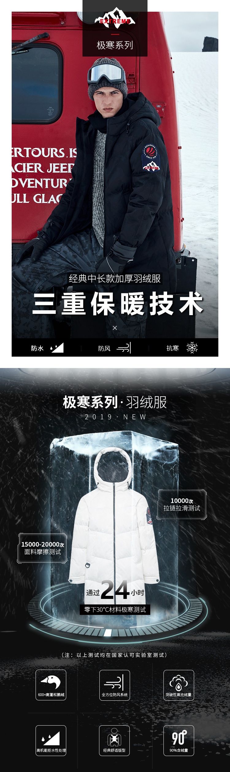 波司登 极寒系列 男士加厚中长款羽绒服 图1