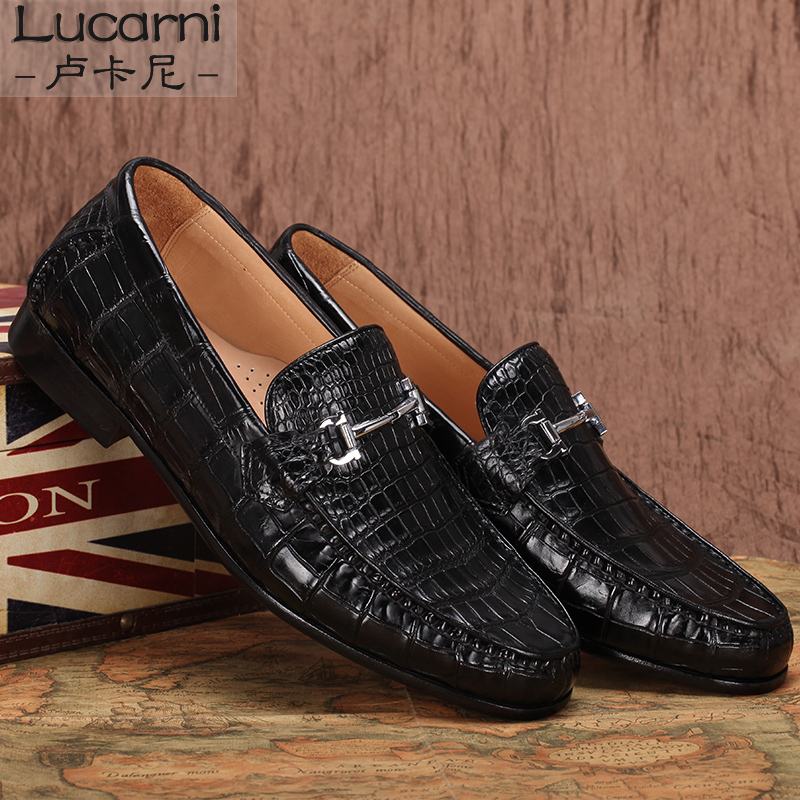 Luca Ni Goodyear Handmade Leather Shoes Men's Business Casual Shoes Crocodile Belly Leather Handmade Luxury Men's Shoes Trendy Authentic