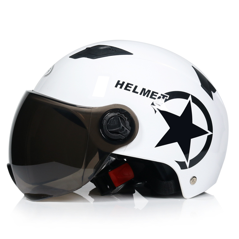 Electric scooter electric vehicle helmet male cute female summer sunscreen light half helmet black and white Harley helmet