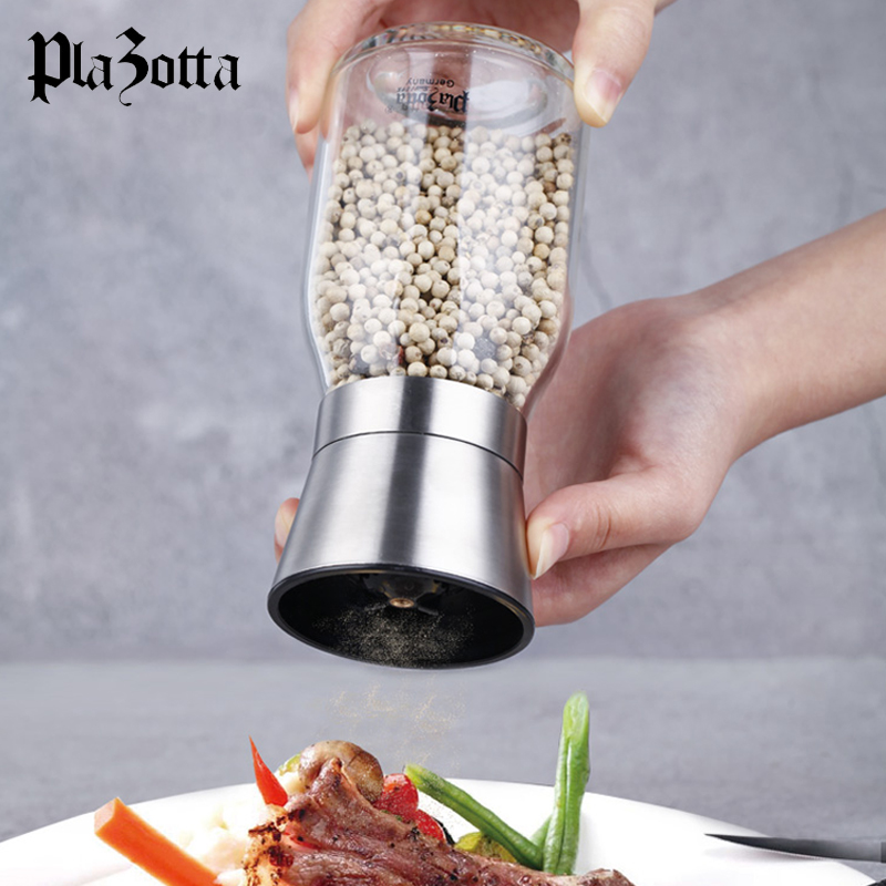 German Plazotta Stainless Steel Grinding Tank Home Sea Salt Black Pepper Powder Grain Manual Grinding Bottle Grinding Tank