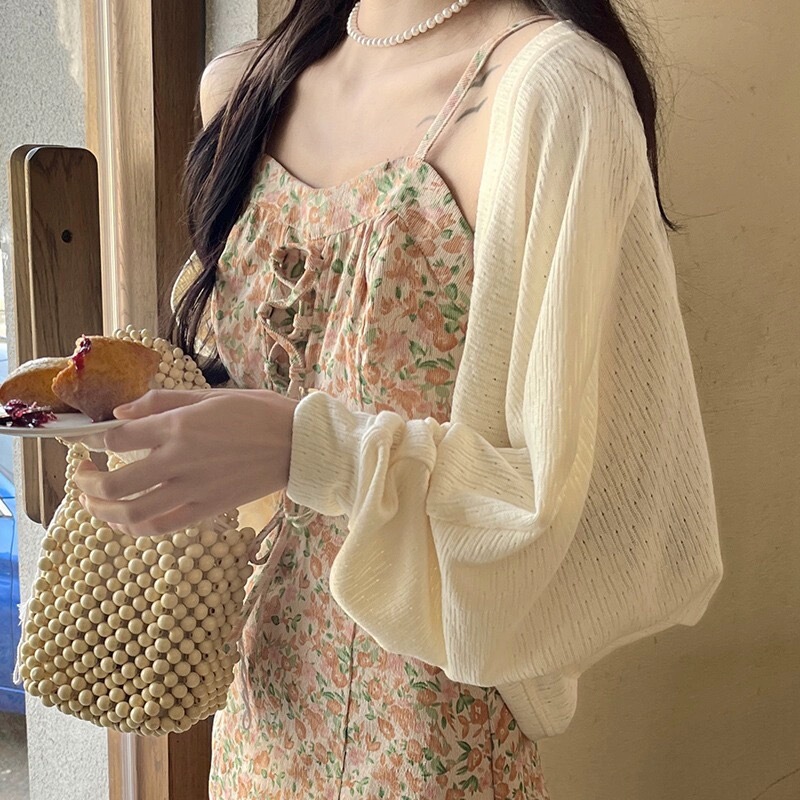 Plus-Size Hollow-Out Knitted Cardigan Jacket for Women, New Spring and Autumn Style, Outerwear Shawl Top, Sun Protection Shirt