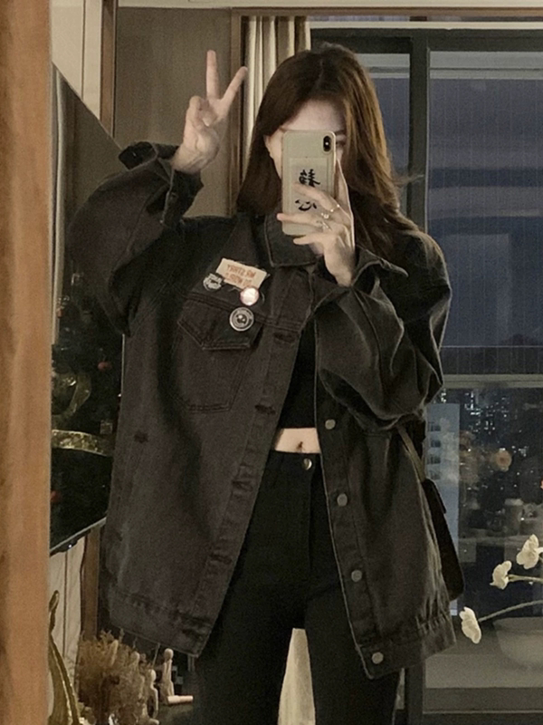 Workwear Denim Jacket for Women, New Spring, Autumn and Winter Style, Large Size, Lazy Style Top, Casual Baseball Jacket, American Retro Jacket Workwear Denim Jacket for Women, New Spring, Autumn and Winter Style, Large Size, Lazy Style Top, Casual Baseball Jacket, American Retro Jacket