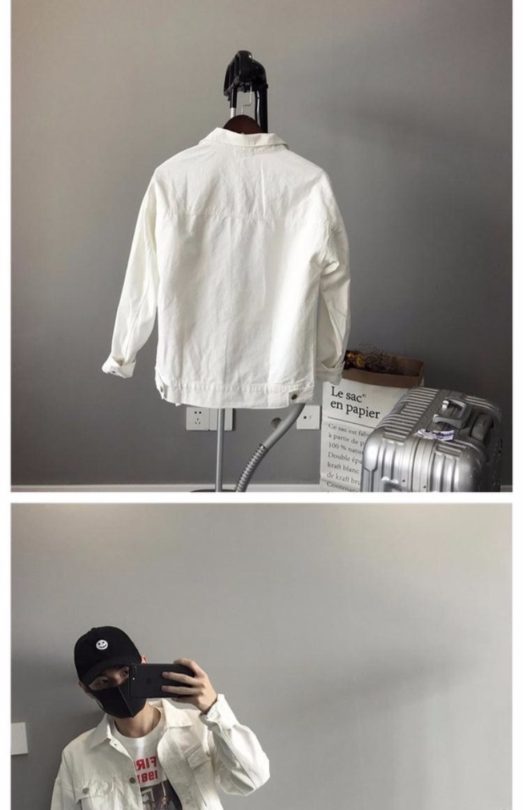 2019 xuân hè mới áo khoác denim trắng tinh khiết Phiên bản Hàn Quốc của đoạn ngắn tự tu luyện ve áo thủy triều quần jean giản dị - Cao bồi quần sooc nam
