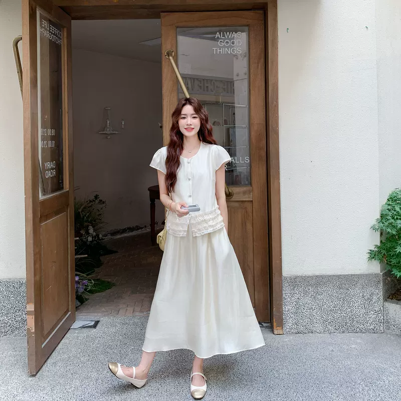 Beige summer set, skirt