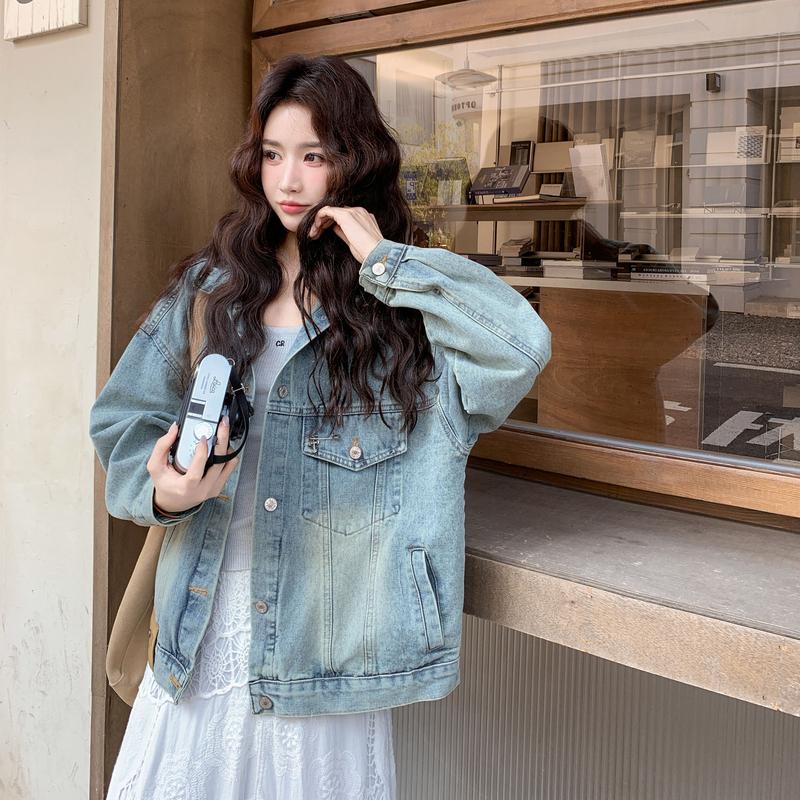 Korean Style Simple and Fashionable Light Blue Denim Jacket for Women 2026 Spring and Autumn New Style Ins Super Popular Casual Casual Jacket