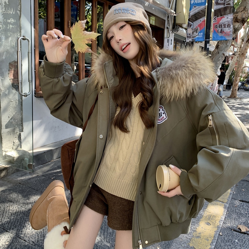 Army Green Real Fur Collar Hooded Parka down Jacket for Women 2026 Winter New Casual Style White Duck down Jacket Army Green Real Fur Collar Hooded Parka down Jacket for Women 2026 Winter New Casual Style White Duck down Jacket