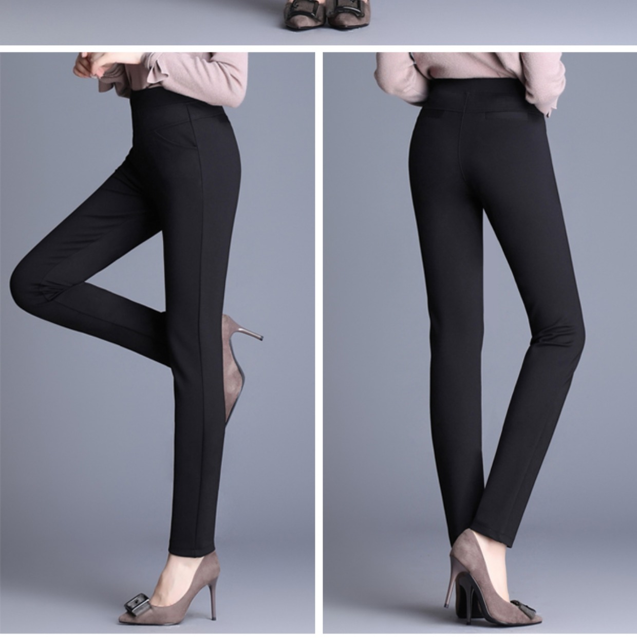 2018 thu đông mới chân quần nữ Quần skinny bút chì mỏng co giãn eo cao trung niên quần mẹ giản dị quan ao nu