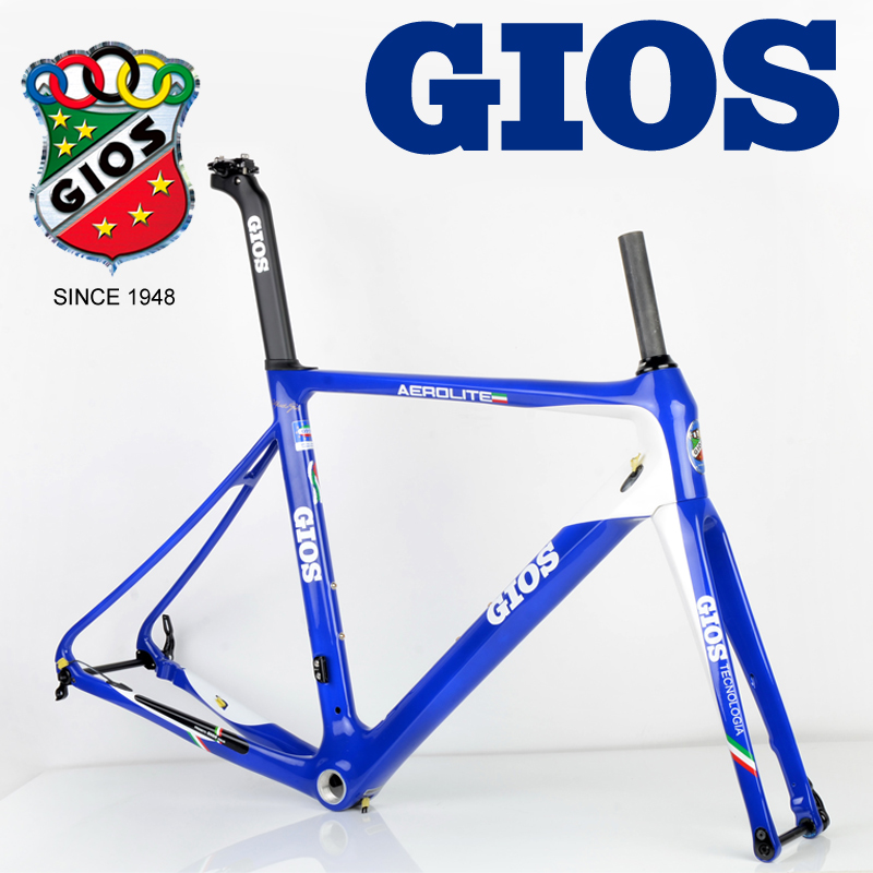 Italian retro big card GIOS aerolite ultra light carbon fiber disc brakes road frame Carbon fiber front fork 700C