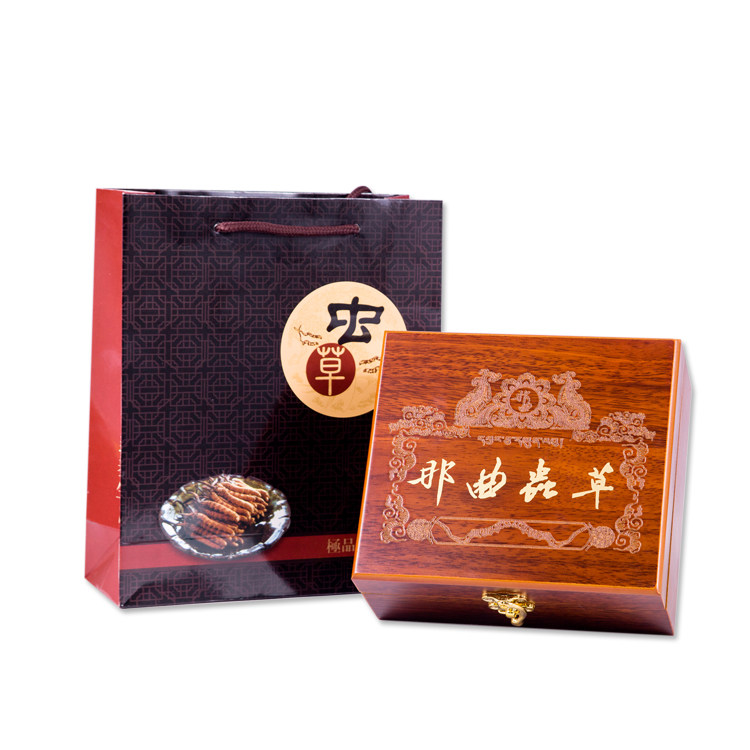 New Aweto Packaging Box Nalworm Caterpillar Fungus Gift Box Caterpillar Fungus Gift Box Packaging Small Wooden Box Accessories Bag