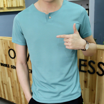 Summer Korean mens T-shirt mens short sleeved round neck slim body shirt half sleeve clothes mens base shirt fashion top
