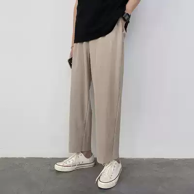 Tide male nine 9 fen ku chic Korean version of the straight drape wide leg pants summer outfit ins network hong chao fire casual pants