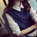 Áo sơ mi nữ Han Fan may áo sơ mi giảm béo ve áo Đại học gió giả hai mảnh hoang dã áo thun dài tay thủy triều sơ mi voan Áo sơ mi
