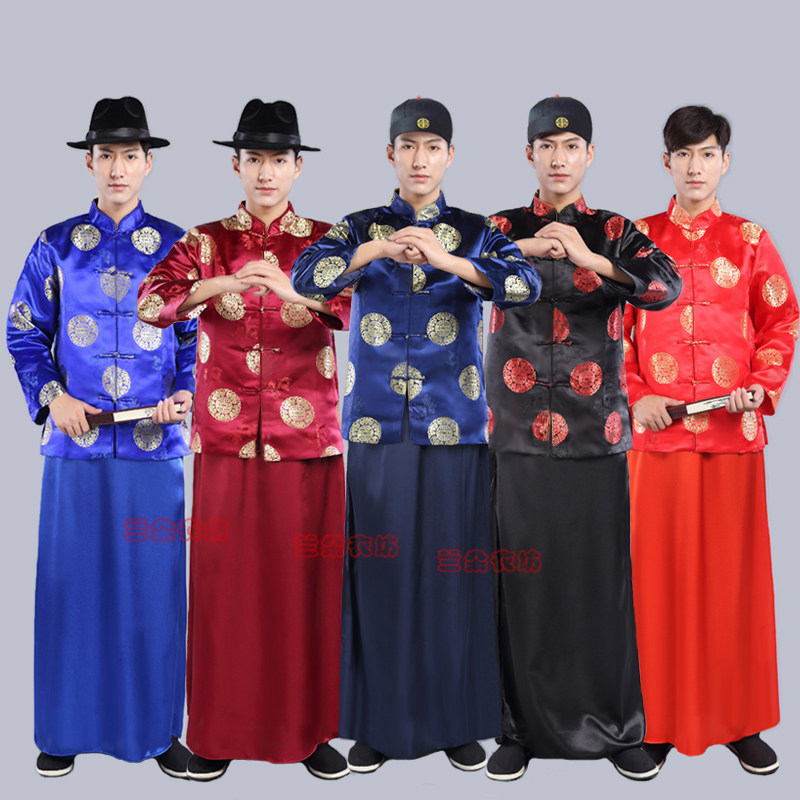 民國古裝地主服裝財主員外老爺馬褂演出服掌櫃管家唐裝壽服新郎裝