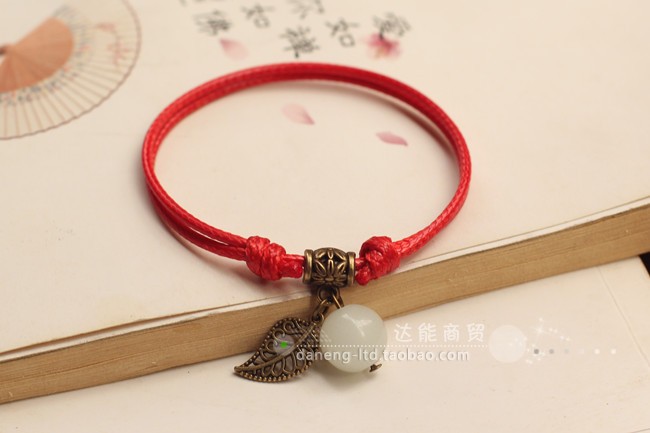 Handmade hoang dã đặc trưng phong cách dân tộc ban đầu trang sức vòng chân nữ đá sáng chân dây hạt phát sáng hạt nam và nữ - Vòng chân lắc chân vàng trắng