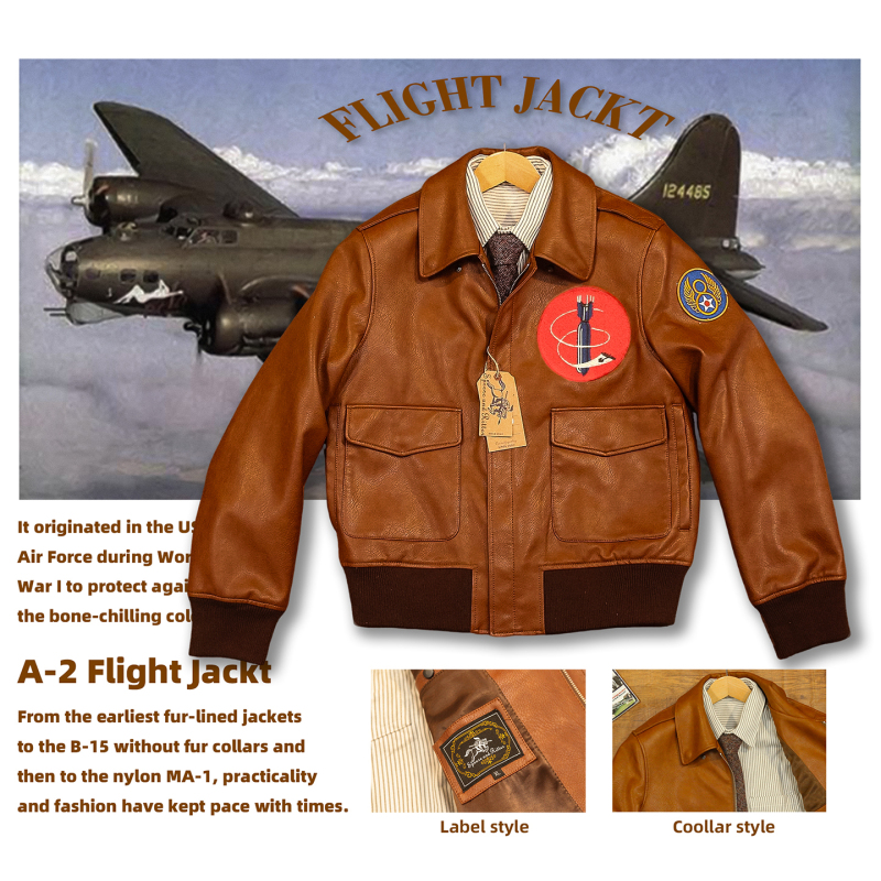 Vintage Retro Flying Tigers Leather Jacket Men's Air Force American Pilot Casual Lapel Short Versatile Jacket Vintage Retro Flying Tigers Leather Jacket Men's Air Force American Pilot Casual Lapel Short Versatile Jacket