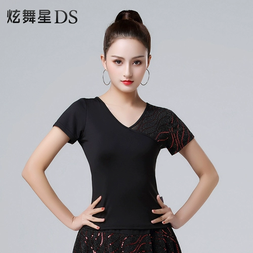 Костюм для кадриль, женские топы с блестками и длинными рукавами, костюмы для трехступенчатого танца, костюмы для матросских танцев, новые топы для латинских танцев
