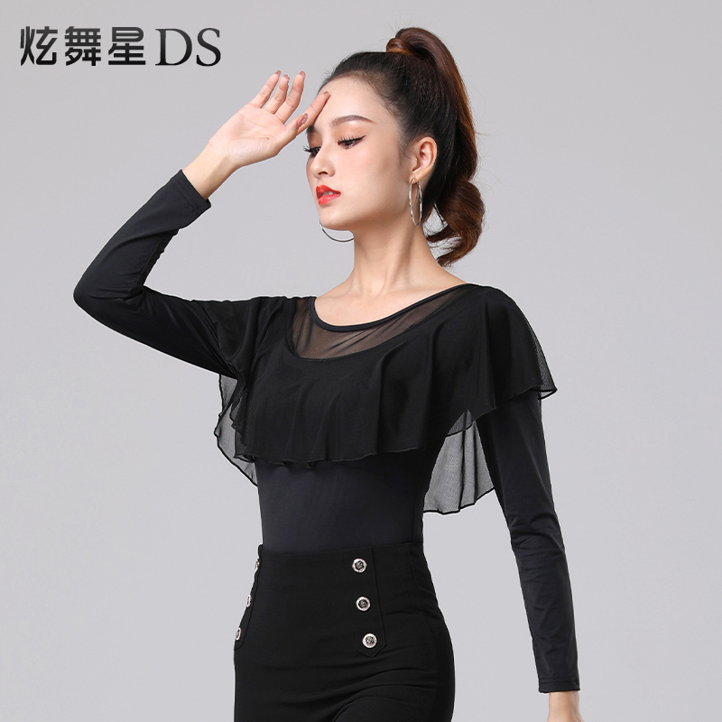 Modern Dance Tops for Women, Round Neck, New Dance Clothes, Ruffled Latin Dance Clothes, Spring and Winter Ballroom Dance Waltz Tops Modern Dance Tops for Women, Round Neck, New Dance Clothes, Ruffled Latin Dance Clothes, Spring and Winter Ballroom Dance Waltz Tops