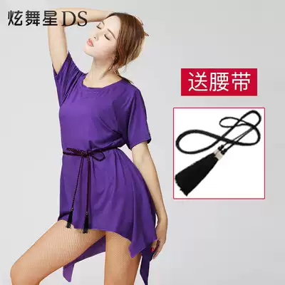 Latin dance skirt dress new loose practice clothes lace-up dance short skirt Modal dance round neck top