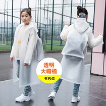 Girls raincoats primary school students waterproof Princess middle school students portable school wearing schoolbags easy to wear and take off parents and children