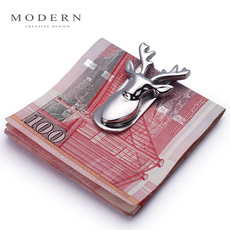 Germany Modern money has deer wallet Metal wallet High-grade male creative banknote clip Stainless steel wallet