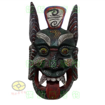 35cm high Nuo mask open road pioneer open mountain king god Pangu porch wall hanging wood carving painted woodcut mask