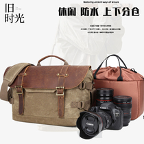 European and American retro waterproof batik canvas bag One shoulder digital photography bag one shoulder oblique cross digital camera SLR bag