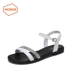 Giày dép sandal mùa hè 2018 mới phẳng đáy từ khóa với rhinestone bạc hoang dã phẳng với giày sinh viên hàng đầu bitis sandal nữ Sandal
