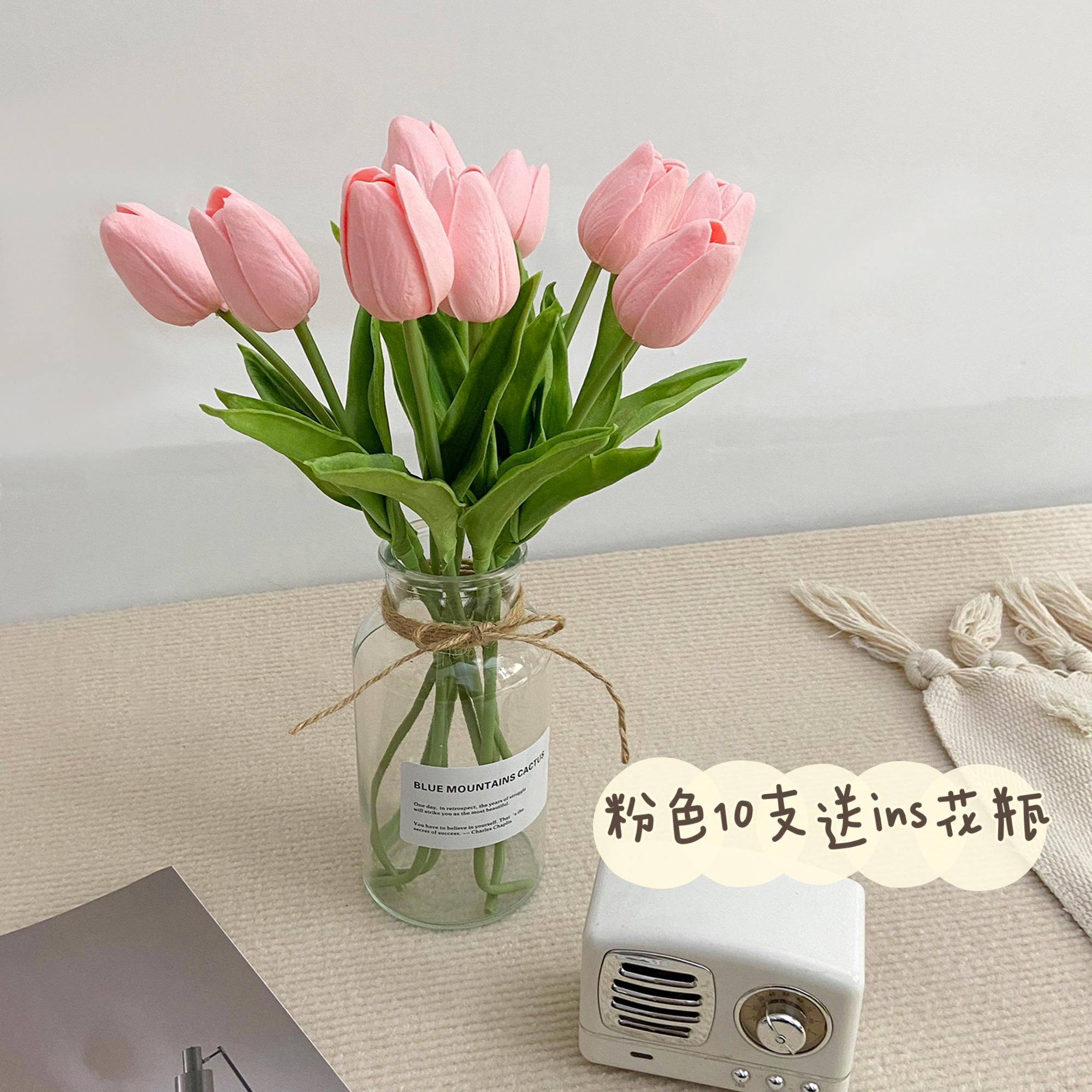 ins tulip emulation flower delivery vase swing piece living-room decoration table with fake flower decorative sample plate room soft dress