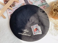 Черные игральные карты, берет, с вышивкой