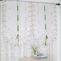 Korean style pastoral Daisy ball curtain Rover Roman style lift curtain fan-shaped kitchen non-perforated shading yarn