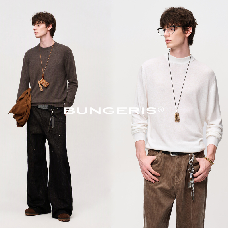 Bungeris'Sheep Wool Blend' Small Neckline Soft Touch Seamless Sweater Knitted Men's Base Layer Undershirt Bungeris'Sheep Wool Blend' Small Neckline Soft Touch Seamless Sweater Knitted Men's Base Layer Undershirt