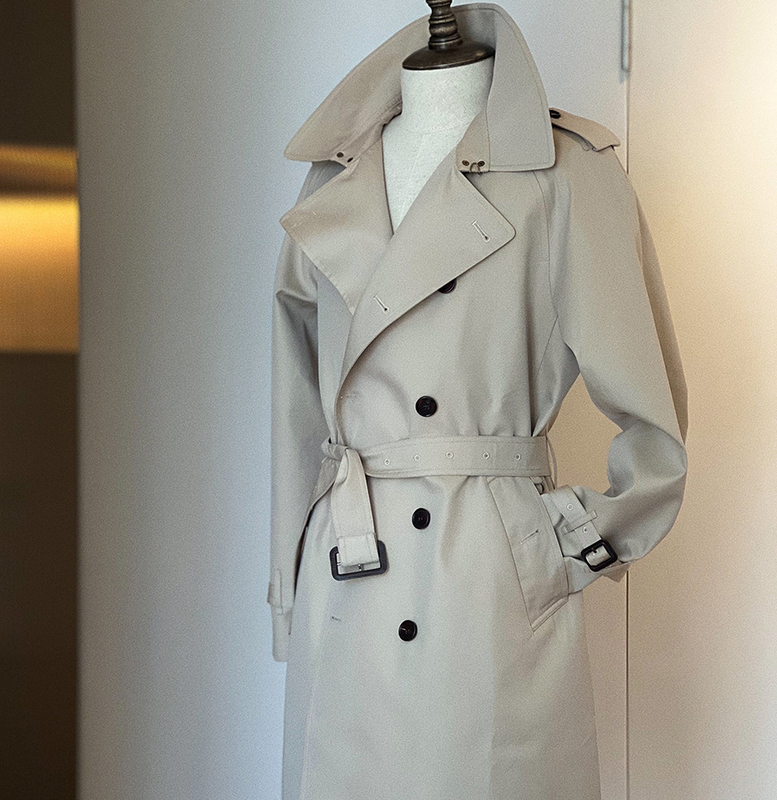 Thekiller Raglan Sleeve Water-Repellent Long Trench Coat Men's Jacket Autumn and Winter Double-Breasted Casual Coat