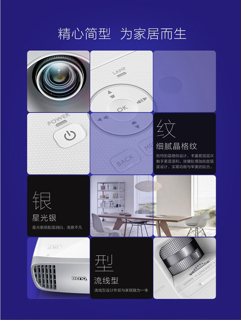 Máy chiếu gia đình thông minh Benq BenQ i720 HD 1080p rạp hát tại nhà Blu-ray 3D máy chiếu wifi không dây thông minh - Máy chiếu