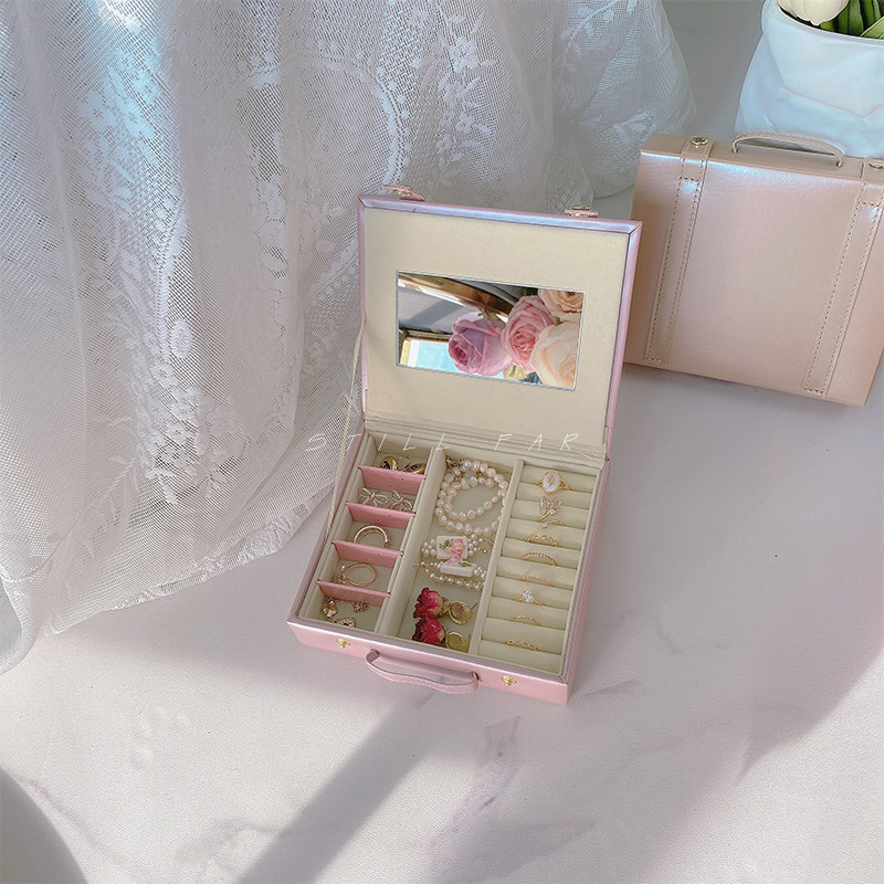 Still Faar Eurostyle Princess's First Accessories Box Travel Portable South Korea Ornament Ear Decoration Containing Box Net Red Condo