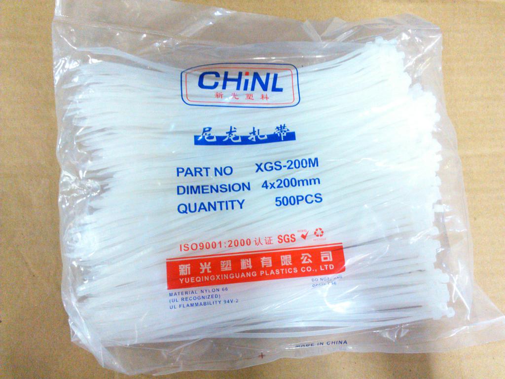 Promotion Xinguang cable ties 4*200mm white cable ties self-locking nylon cable ties plastic cable ties