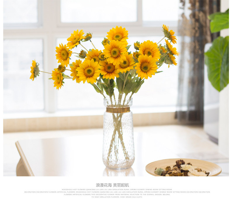 High Emulation Flower Sunflower Fake Flowers Plastic Flowers Decoration Flowers Living-room Drying Flower Bedroom Dining Room Table Furnishing Flower Fields Garden