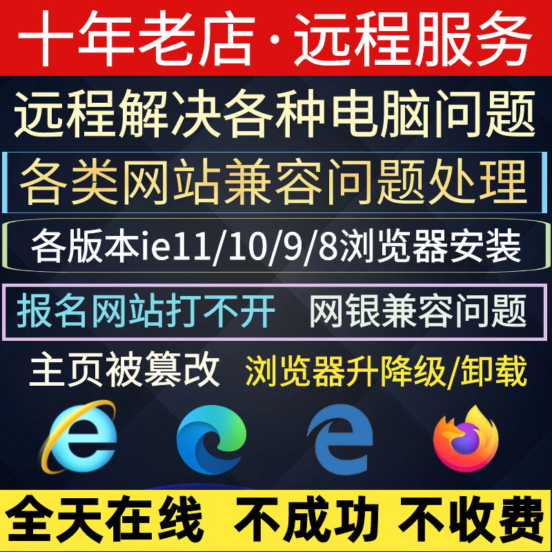 Remote Browser Homepage Tamper Repair, Upgrade/Downgrade Installation, Ie11, Ie10, Online Banking, Ie9 Compatibility, Registration, Network Issues