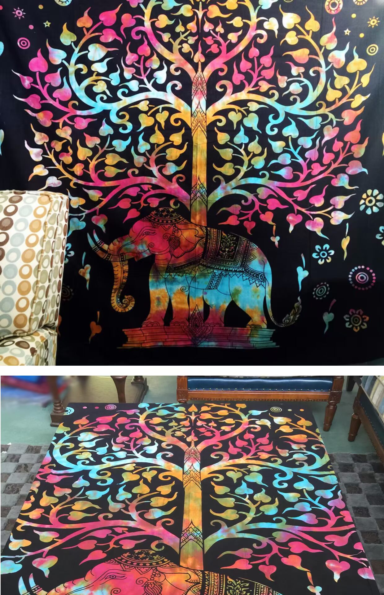 Tấm thảm Đông Nam Á Vải quốc gia Tấm thảm trang trí tường Fortune Tree Mandala Voi Chăn Ấn Độ thảm treo tường trang trí phòng ngủ