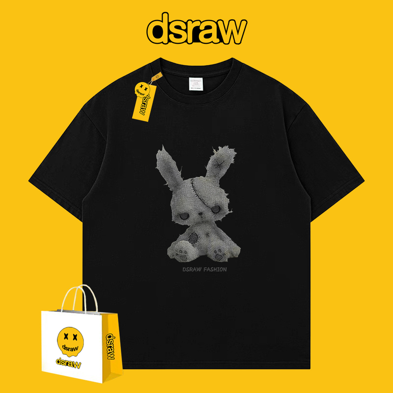 Dsraw American Trendy Brand Rabbit Short-Sleeved T-Shirt for Men and Women, Round Neck Loose Pullover Top, Summer 2026