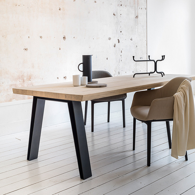 American solid wood wrought iron office furniture desk modern simple multi-person meeting long table large class table household dining table