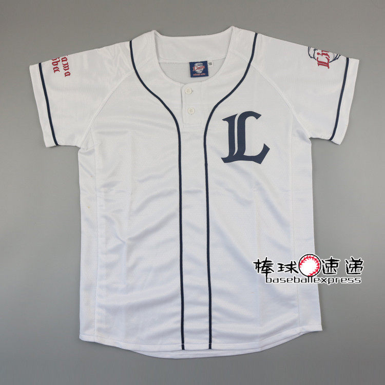 (Baseball Express)Japanese single Seibu Lion Lion Baseball suit Short sleeve fan suit Sportswear cardigan Hip-hop F3