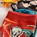 Mùa thu và mùa đông tất nữ ống cotton Giáng sinh bức tranh sơn dầu trừu tượng Mona Lisa nghệ thuật retro nam và nữ đôi vớ