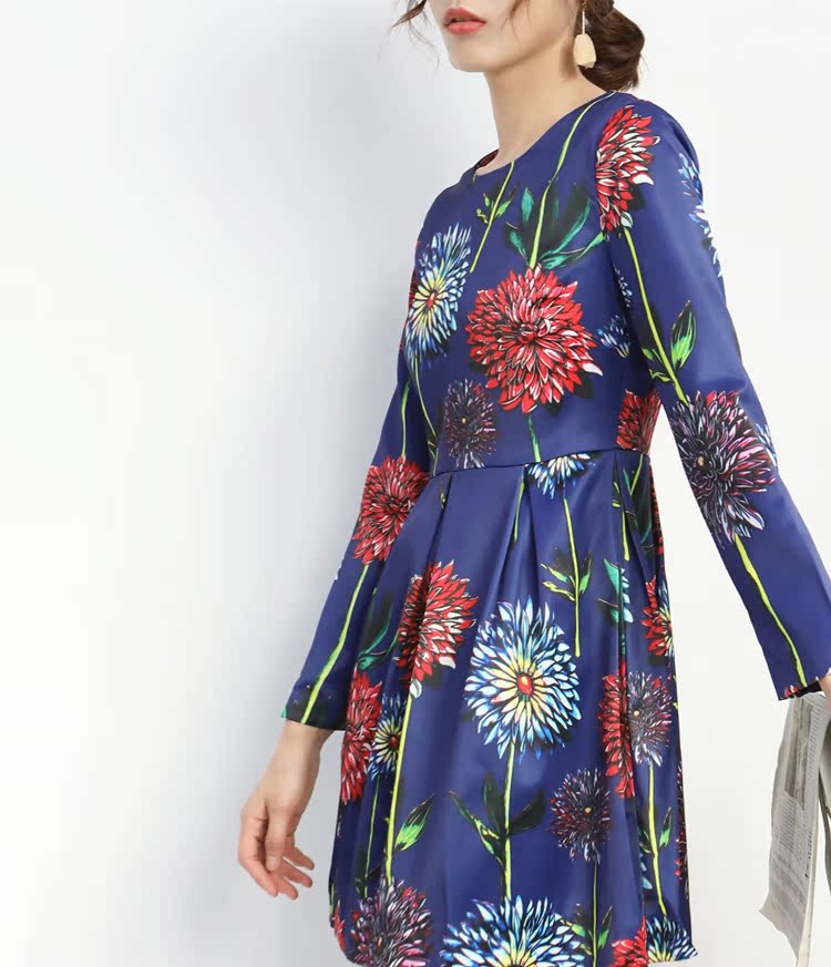 Đặc biệt cung cấp nữ fan retro cao eo in dress nữ dài tay áo pettiskirt mỏng BJ0604 váy đi đám cưới