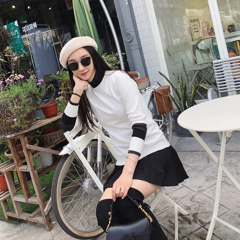 Han boss hlb vải cao cấp nửa cổ áo len tình nhân nam thu đông áo đôi nam nữ